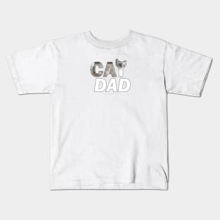 CAT DAD - white long hair cat oil painting word art Kids T-Shirt